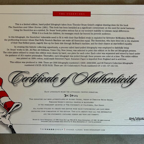 Dr. Seuss Lithograph Sylvester McMonkey McBean's Star Belly Sneech Machine - Picture 3 of 4